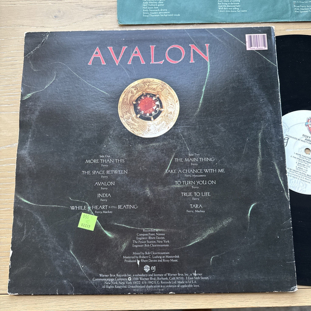 1982 ROXY MUSIC AVALON US Press bryan ferry w/ Original lyric inner sleeve!