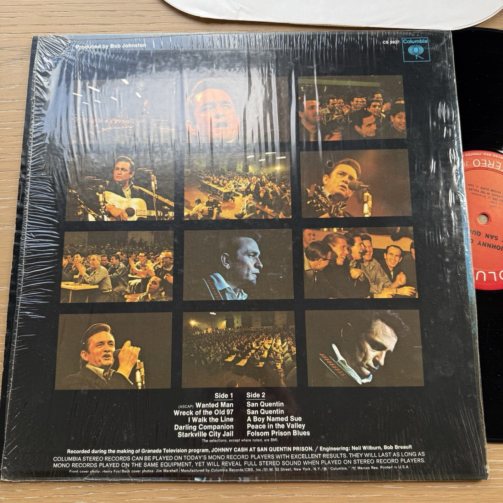 1970s JOHNNY CASH At San Quentin In Shrink W/ Hype Sticker!  EX/EX