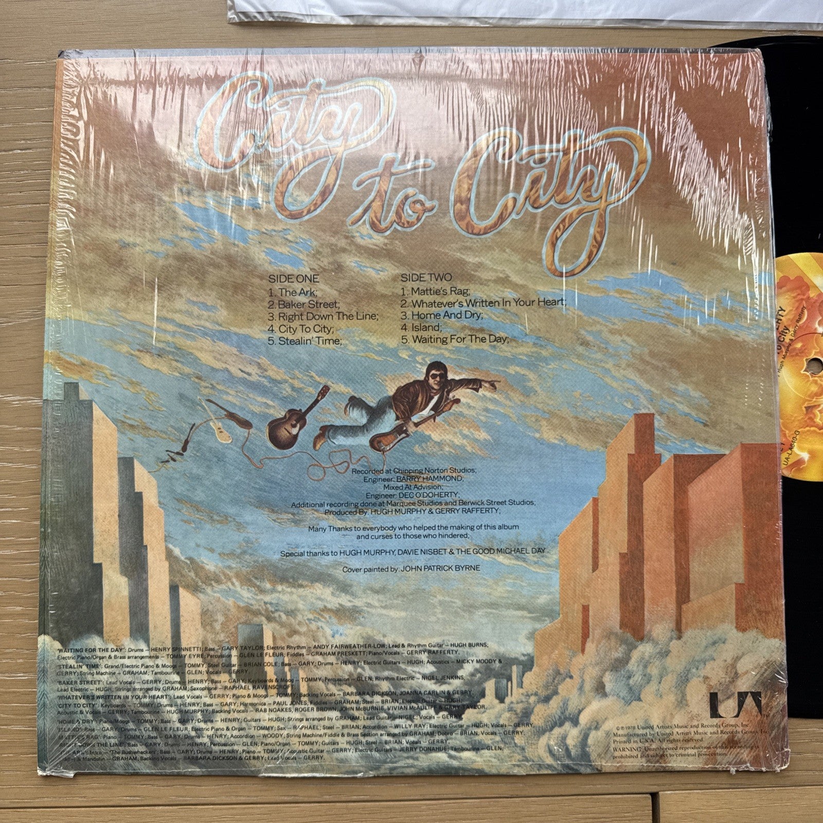 1970s Gerry Rafferty City To City US Pressing  LP Vinyl In Shrink! +Sleeve VG+