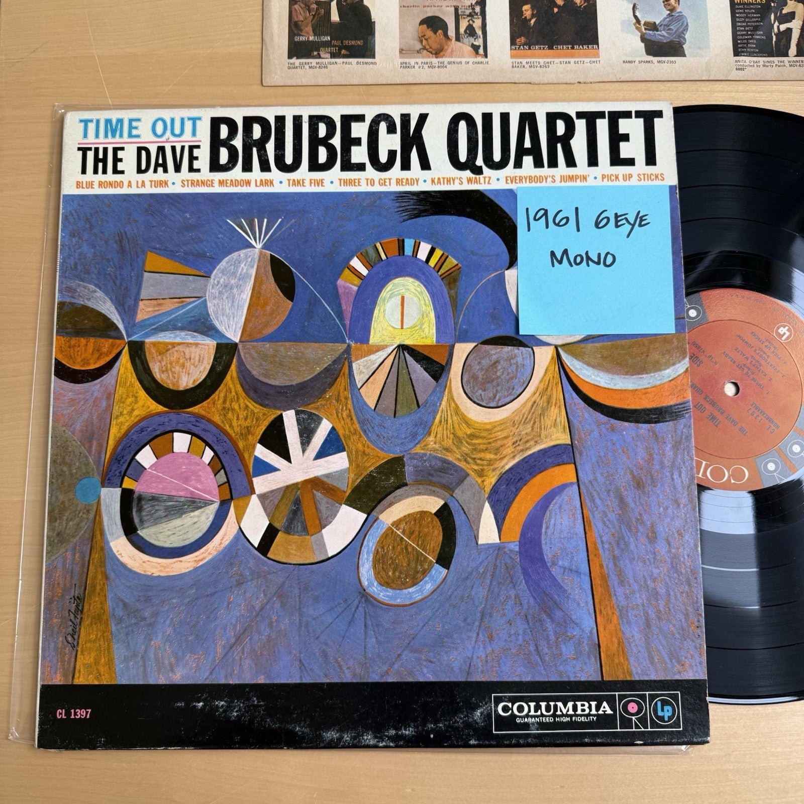 1961 The Dave Brubeck Quartet "Time Out" LP Columbia 6-Eye US Mono Pressing VG+
