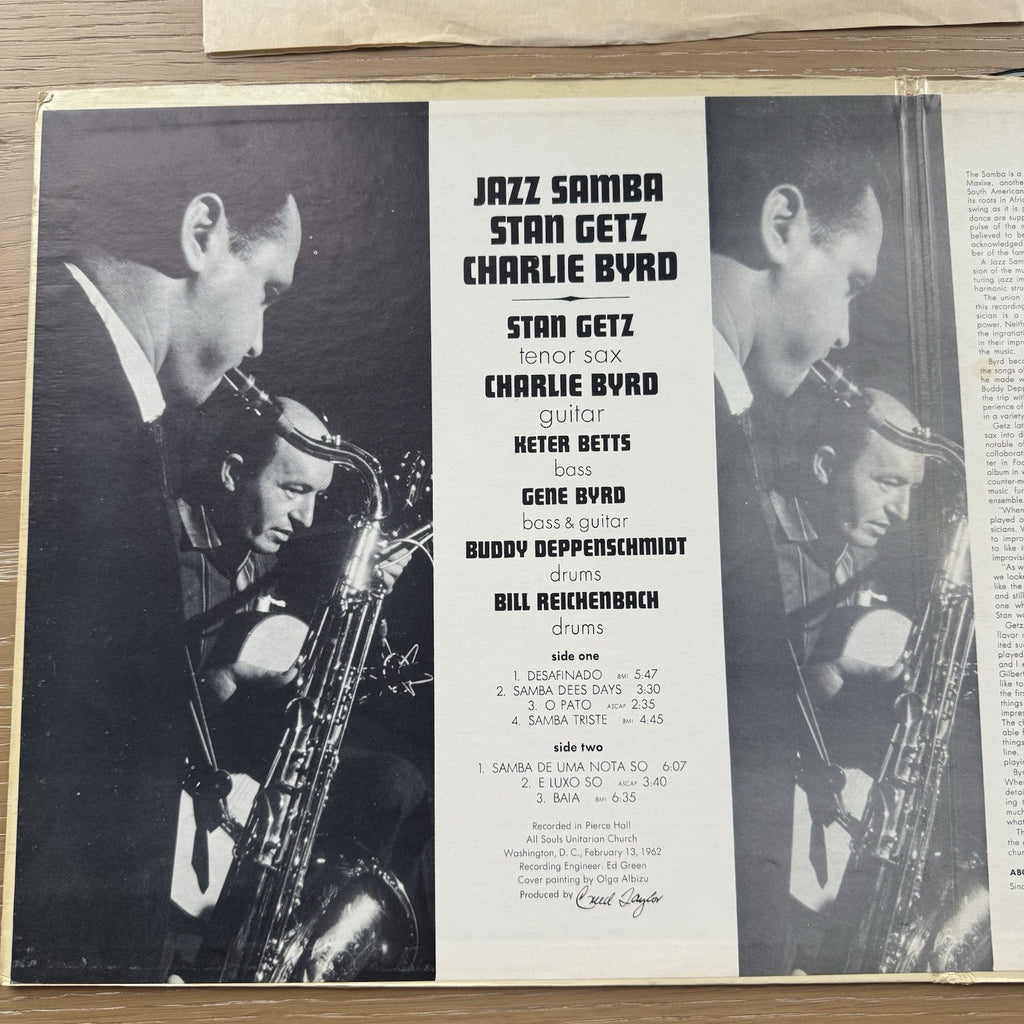 1970s STAN GETZ CHARLIE BYRD JAZZ SAMBA VINYL VERVE Black Label US Press