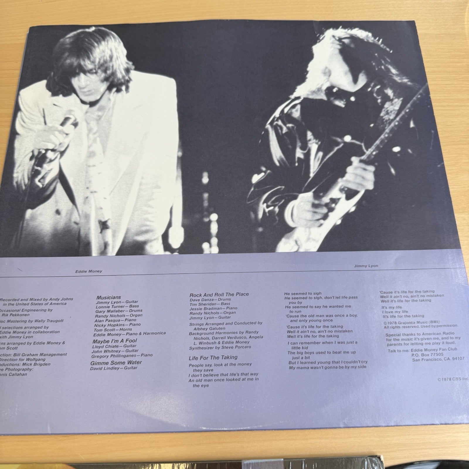 Eddie Money Life For The Taking Vinyl LP 1978 US Press In Shrink! EX/EX Complete